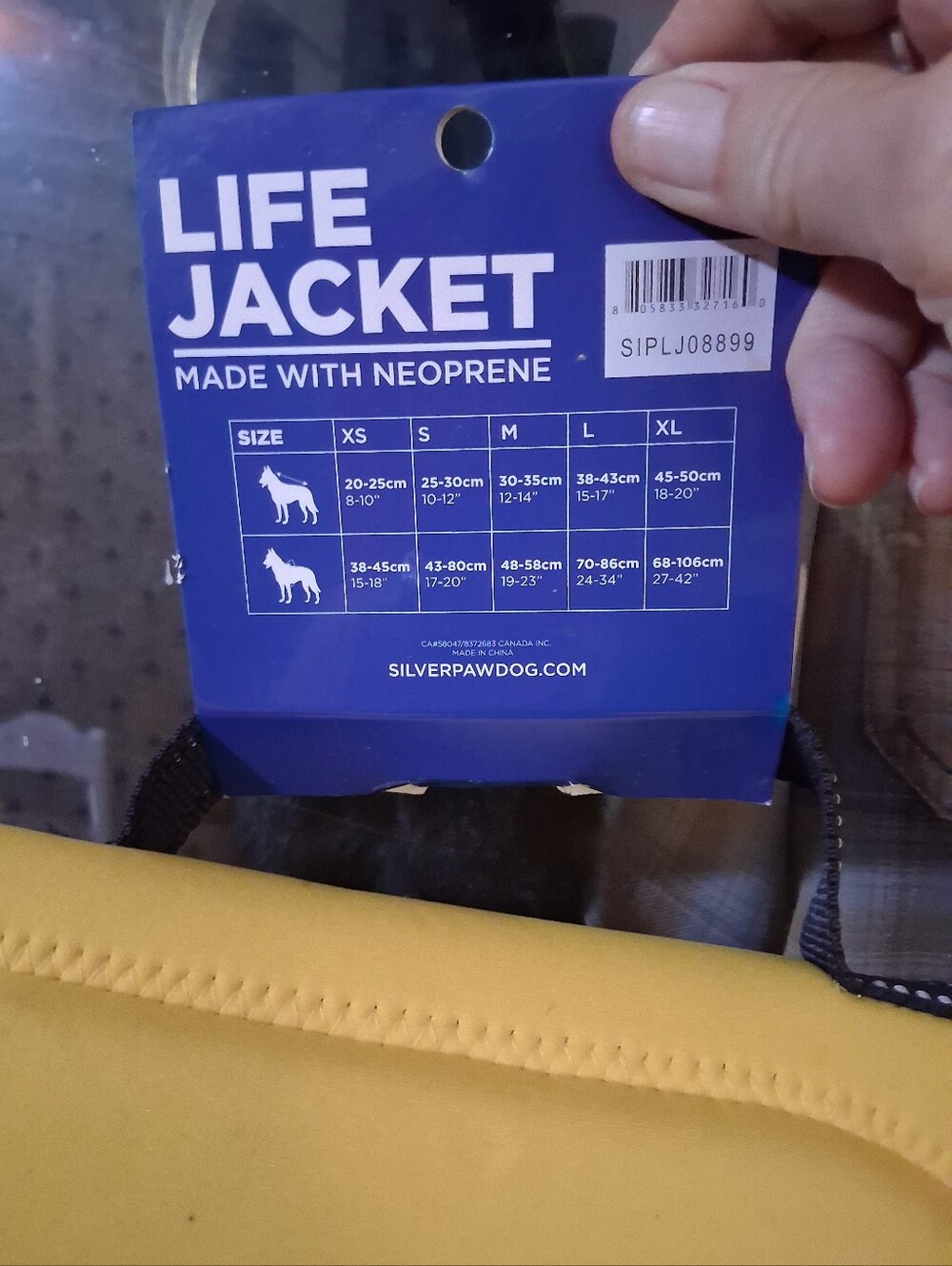 Silver Paw Dog Yellow Life Jacket - Neoprene Safety Vest